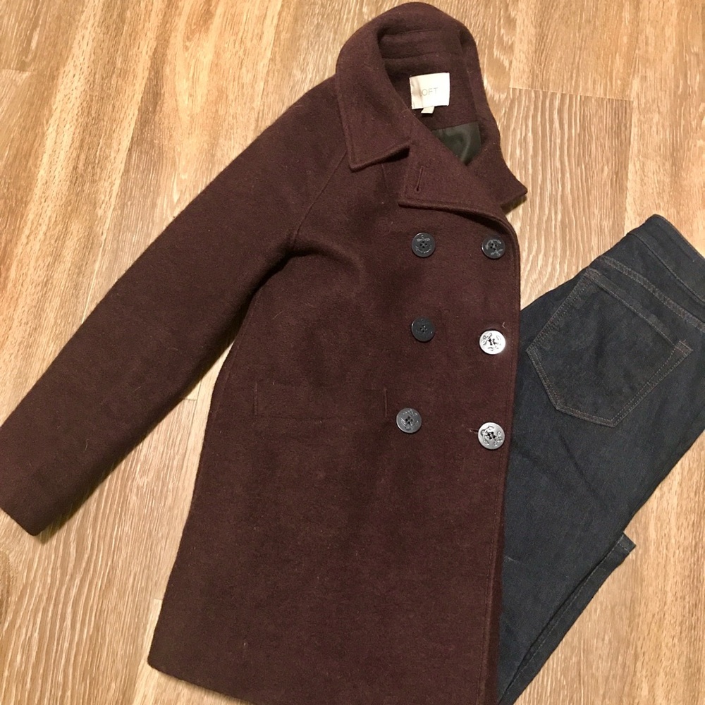 Loft Dark Plum Pea Coat